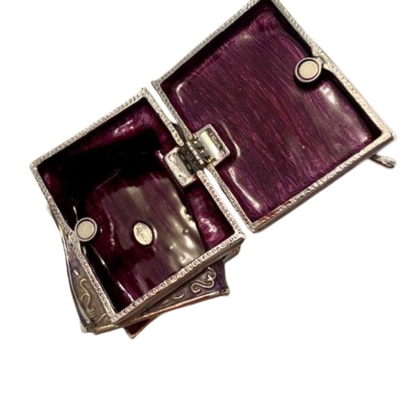 Bijorca Trinket Box Stack of Books and Flowers Enamel Ring Box Rhinestones Vtg - Picture 4 of 5